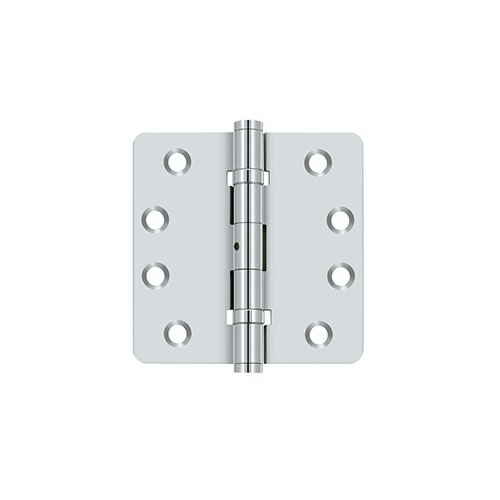 4" x 4" x 1/4" Radius Hinges, Ball Bearings, NRP, Solid Brass in Polished Chrome Pair