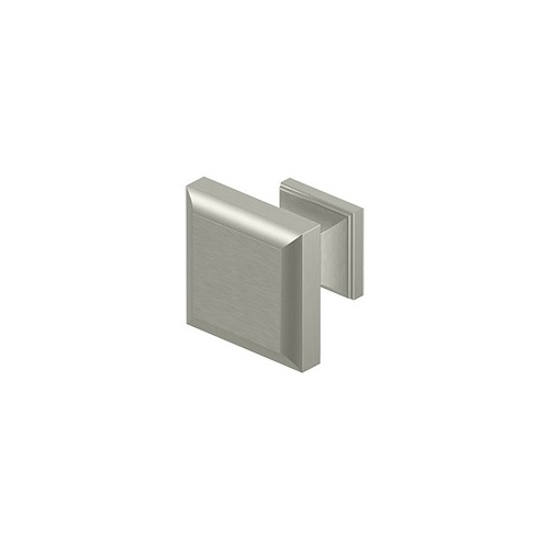 Square Knob, Decorative, 1-3/16" x 1-3/16" in Brushed Nickel