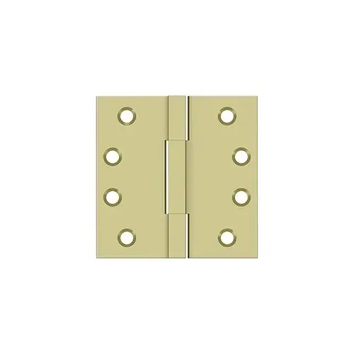 4"x 4" Square Knuckle Hinges, Solid Brass in Unlacquered Brass Pair