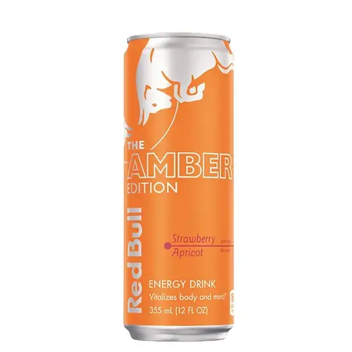 Red Bull RB240073-XCP24 Amber Edition Series Energy Drink, Strawberry Apricot, 12 oz, Can - pack of 24