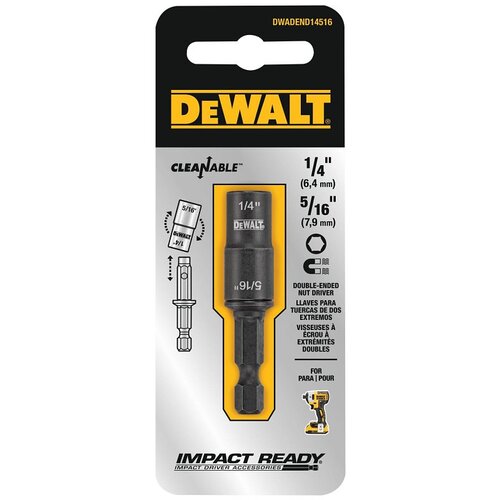 DEWALT ACCESSORIES DWADEND14516 Double-Ended Nut Driver, 1/4, 5/16 in Drive, Hollow Hex Drive