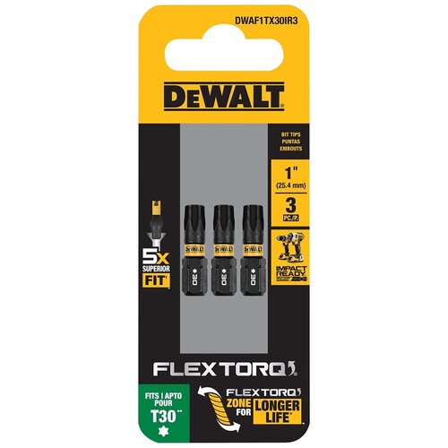 Impact Driver Bit Set FlexTorq Torx T30 X 1" L Steel