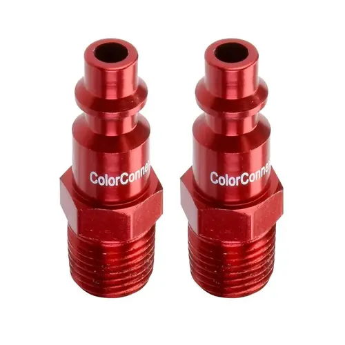Legacy Manufacturing A73440D-2PK Air Plug ColorConnex Aluminum/Steel 1/4" Male Pair Red