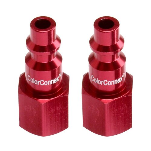 Air Plug ColorConnex Aluminum/Steel 1/4" Female 1 Pair Red