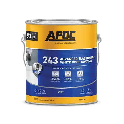 AP-243 Series Advanced Elastomeric Roof Coating, White, 1 gal, Pail, Liquid