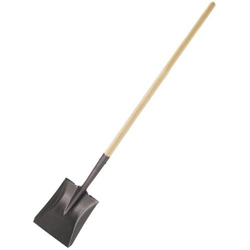 Square Point Shovel, 9 in W Blade, Steel Blade, Ashwood Handle, Long Handle, 46 in L Handle Multi-Colored