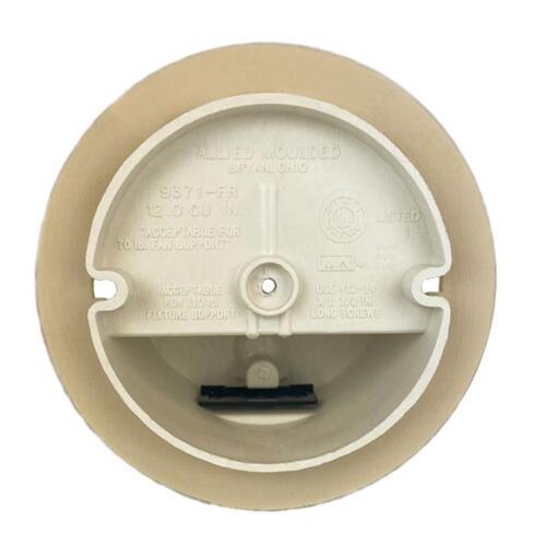 Ceiling Box New Work 12 cu in Round PVC 1 gang Off White Off White