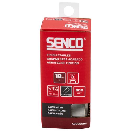 Senco A809909R Finish Staples 1/4" W X Variety in. L Galvanized 18 Ga. Galvanized