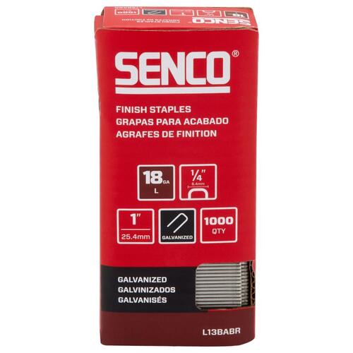 Senco L13BABR Finish Staples 1/4" W X 1" L Galvanized 18 Ga. Galvanized