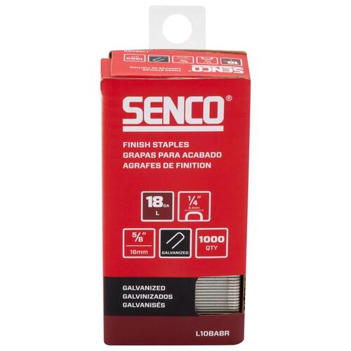 Senco L10BABR Finish Staples 1/4" W X 5/8" L Galvanized 18 Ga. Galvanized