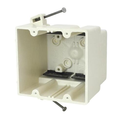 Allied Moulded R2302-NK45 Electrical Box New Work 37 cu in Square PVC 2 gang Off White Off White