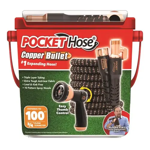 Flexible Garden Hose Copper Bullet 3/4" D X 100 ft. L Medium Duty Expandable Black