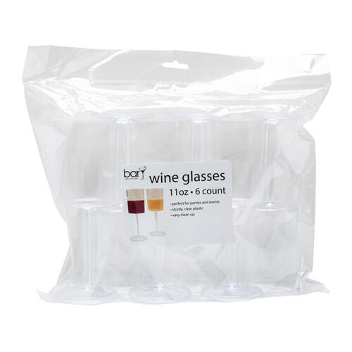 Blueoco BAR-0872 Wine Glass Set BarY3 11 oz Clear Plastic High Gloss