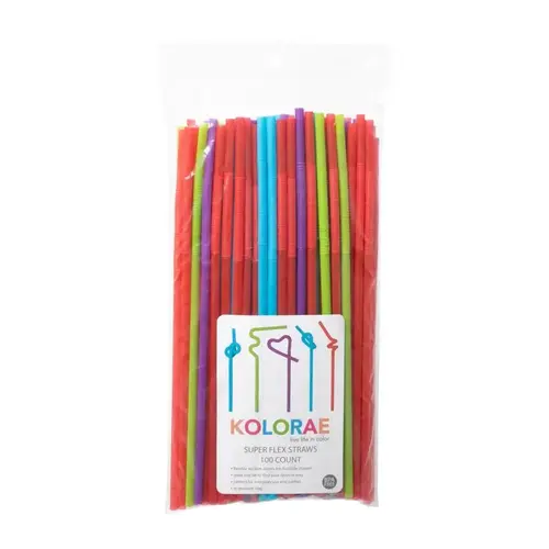 Flexible Drinking Straws Kolorae Assorted Polypropylene Assorted