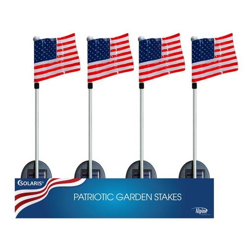 ALPINE SLC192ABB Outdoor Garden Stake Solaris Multicolored Acrylic/Metal 34" H USA Flag Multicolored