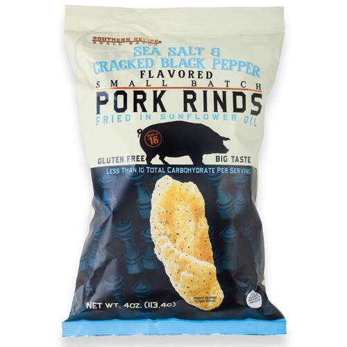 Snack Pork Rind Sea Salt and Cracked Pepper 4 oz Bagged