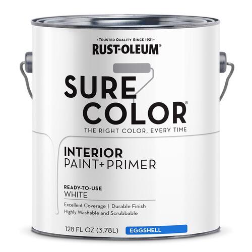 Sure Color Series Wall Paint, Eggshell, White, 1 gal Can - pack of 2