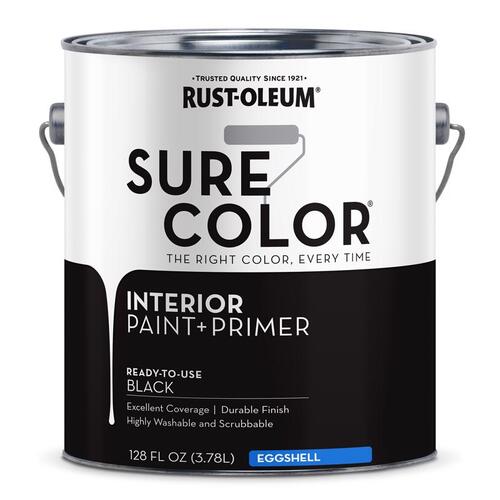 Sure Color Series Wall Paint, Eggshell, Black, 1 gal Can