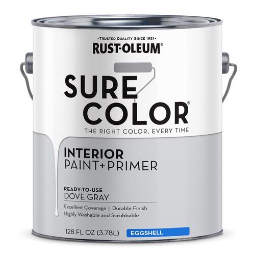 Sure Color Series Wall Paint, Eggshell, Dove Gray, 1 gal Can