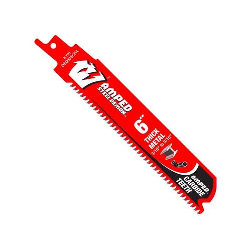 Steel Demon Amped Reciprocating Saw Blade, 1 in W, 6 in L, 8 TPI, Carbide Cutting Edge Red - pack of 3