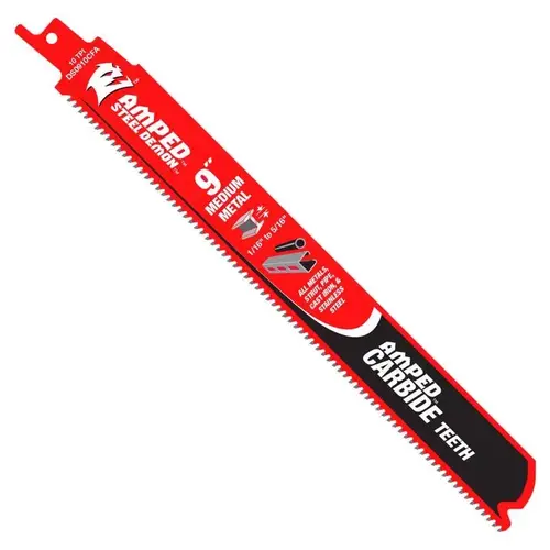 Reciprocating Saw Blade Set Demon Amped 9" Carbide 10 TPI Red