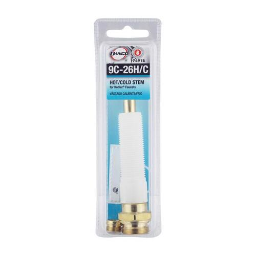 Faucet Stem, Brass/Plastic, 4-7/32 in L, For: Kohler Two Handle Sink, Lavatory and Bath Faucets