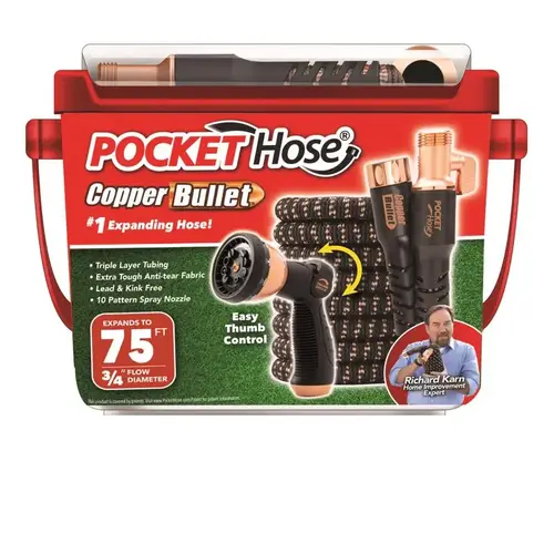 Flexible Garden Hose Copper Bullet 3/4" D X 75 ft. L Medium Duty Expandable Black