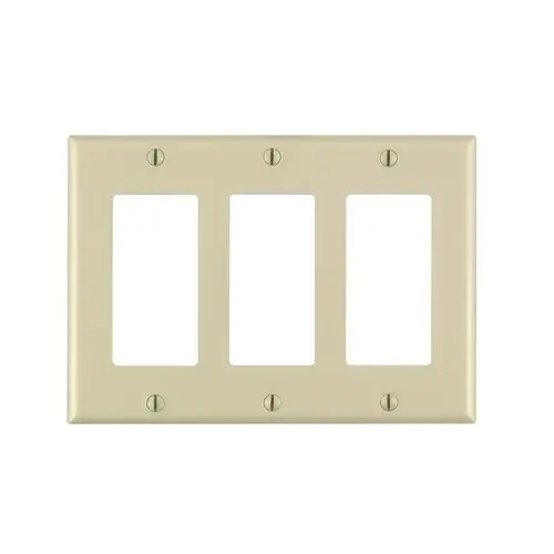 Leviton 80411-00I Wall Plate Decora Ivory 3 gang Thermoset Plastic GFCI/Rocker Ivory