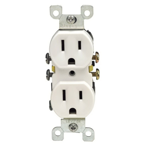 Leviton M24-05320-WMP 15 Amp Residential Grade Grounding Duplex Outlet, White - pack of 10