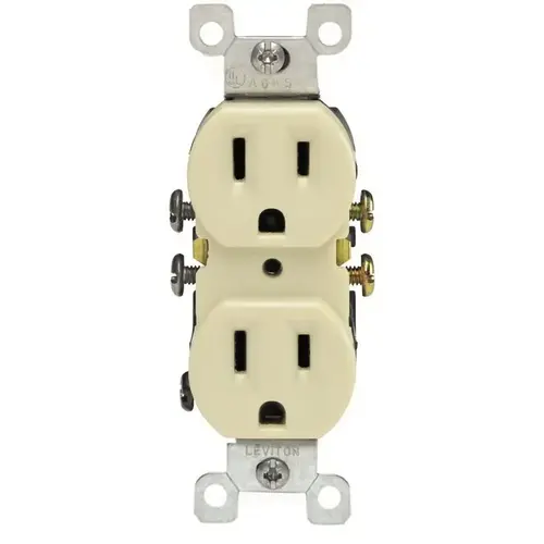 15 Amp Residential Grade Grounding Duplex Outlet, Ivory - pack of 10