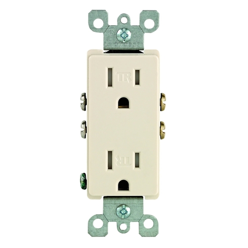 Decora 15 Amp Tamper Resistant Duplex Outlet Receptacle, Light Almond