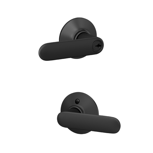 Davlin Lever Storeroom Lock C Keyway with 16211 Latch and 10063 Strike Matte Black Finish