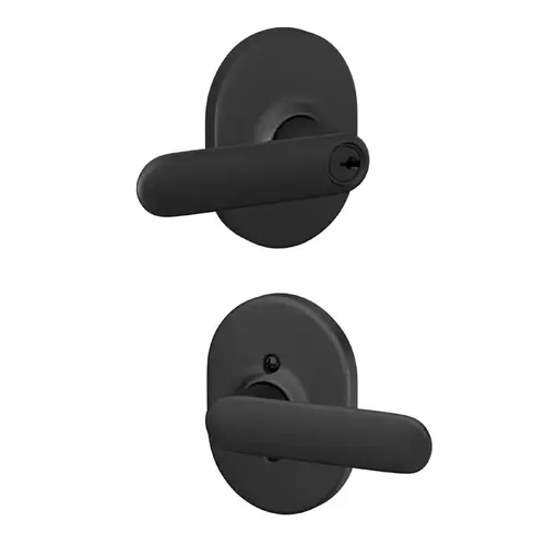 Davlin Lever with Remsen Rose Storeroom Lock C Keyway with 16211 Latch and 10063 Strike Matte Black Finish