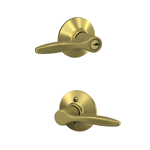 Left Hand Delfayo Lever Storeroom Lock C Keyway with 16211 Latch and 10063 Strike Satin Brass Finish