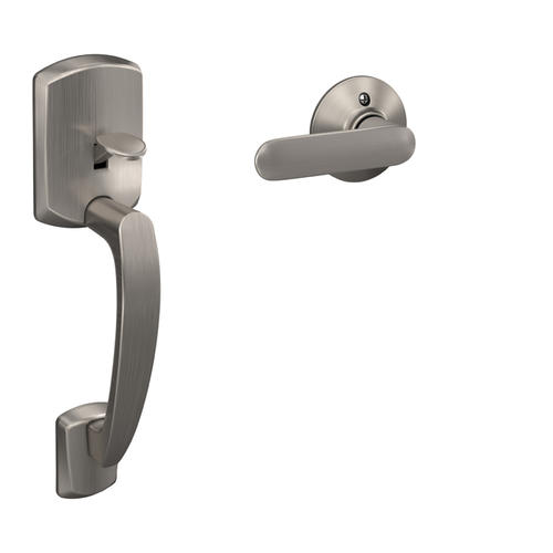 Greenwich with Davlin Lever Bottom Half Handleset with 16080 Latch and 10063 Strike Satin Nickel Finish