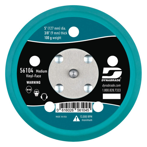 Disc Pad, 5", Vinyl-Face, Vacuum, Medium Density for use with Dynabrade 59008, 59023, 59039, model 56104