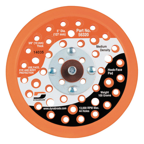 Disc Pad, 5", Hook-Face, Vacuum, Medium Density for use with Dynabrade 59163, 59164, 59165, model 56320