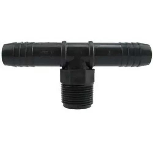 PPMT-05 Series Combination Hose Tee, 1/2 in, Insert x Insert, 1/2 in, Male, Polypropylene Gray