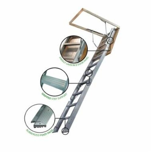 Marwin T81ESFT TITAN Attic Stair, 10 ft 4 in H Ceiling, 375 lb Duty Rating, Aluminum