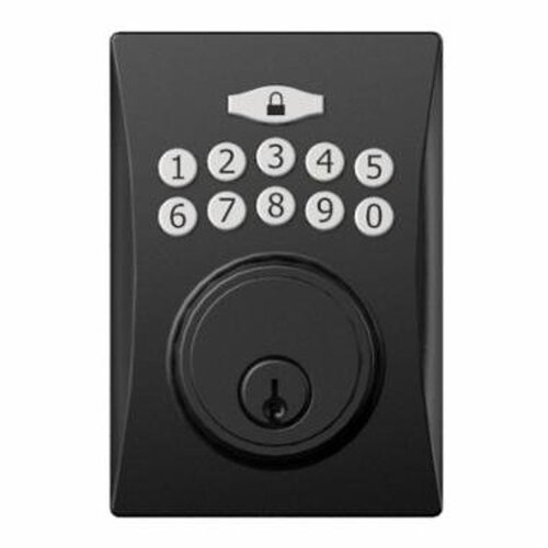 Centinel 1 Digital Deadbolt, 3 Grade, Code, Keyed Key, Matte Black, 2-3/8 to 2-3/4 in Backset