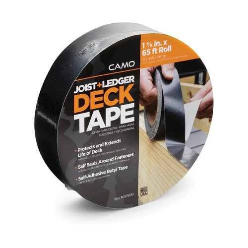 Camo 375010 0 Deck Tape, 65 ft L, 1-5/8 in W, Polypropylene Backing, Black