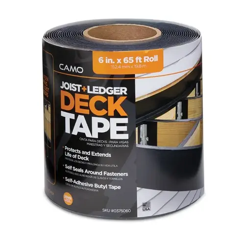 0 Deck Tape, 65 ft L, 6 in W, Polypropylene Backing, Black