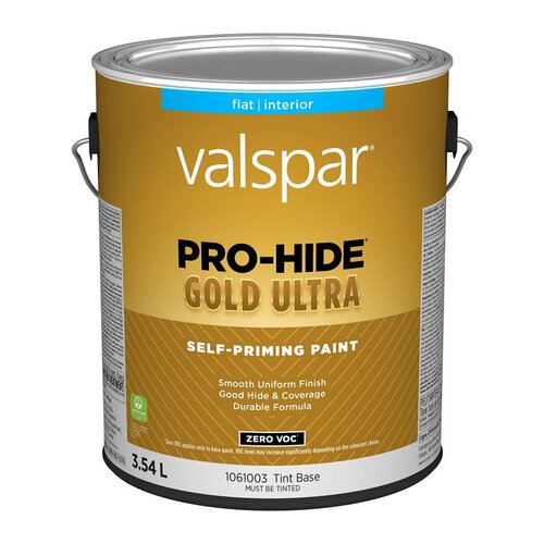 Interior Self-Priming Paint, Flat, Tint Base, 1 gal, 37 sq-m Coverage Area