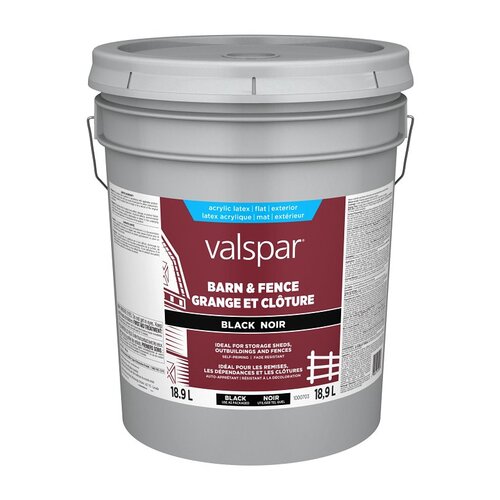 Barn and Fence Exterior Self-Priming Paint, Water, Gloss, Black, 5 gal