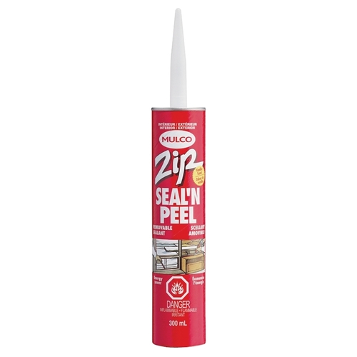 Zip Seal'N Peel 141000 Removable Sealant, Clear, -22 to 100 deg F, 300 mL Cartridge