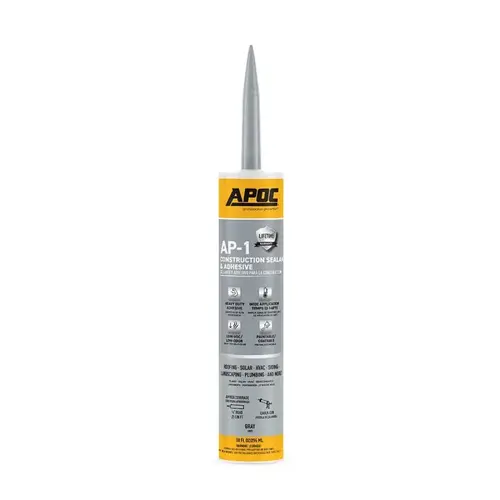 GREEN-SEAL AP-1 Series Construction Sealant and Adhesive, Gray, Free-Flowing Paste, 10 oz, Tube