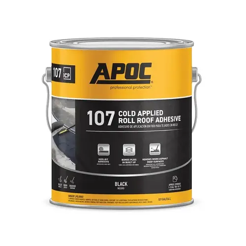 AP-107 Series Cold Applied Roll Roof Adhesive, Black, Liquid, 1 gal, Pail