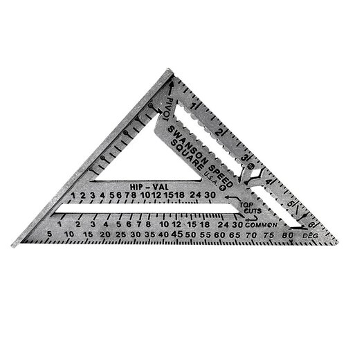 Swanson S0100-A Speed Square, 1/8 in Graduation, Aluminum, 7-1/4 in L, 7 in W Gray