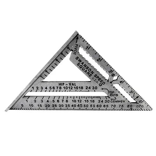 Speed Square, 1/8 in Graduation, Aluminum, 7-1/4 in L, 7 in W Gray