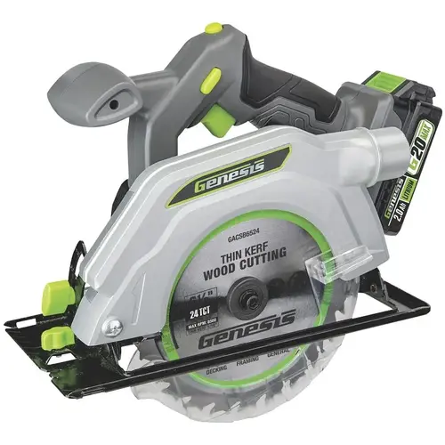 Genesis GLCS2065B G20 Max Circular Saw, Battery Included, 20 V, 2 Ah, 6-1/2 in Dia Blade, 5/8 in Arbor